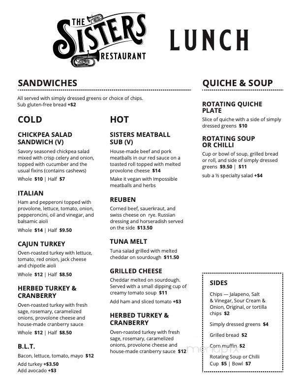 Sisters - Everett, WA menu_pic