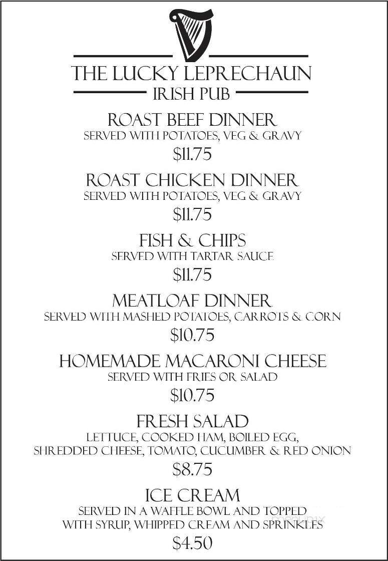 The Lucky Leprechaun Irish Pub - Orlando, FL menu_pic