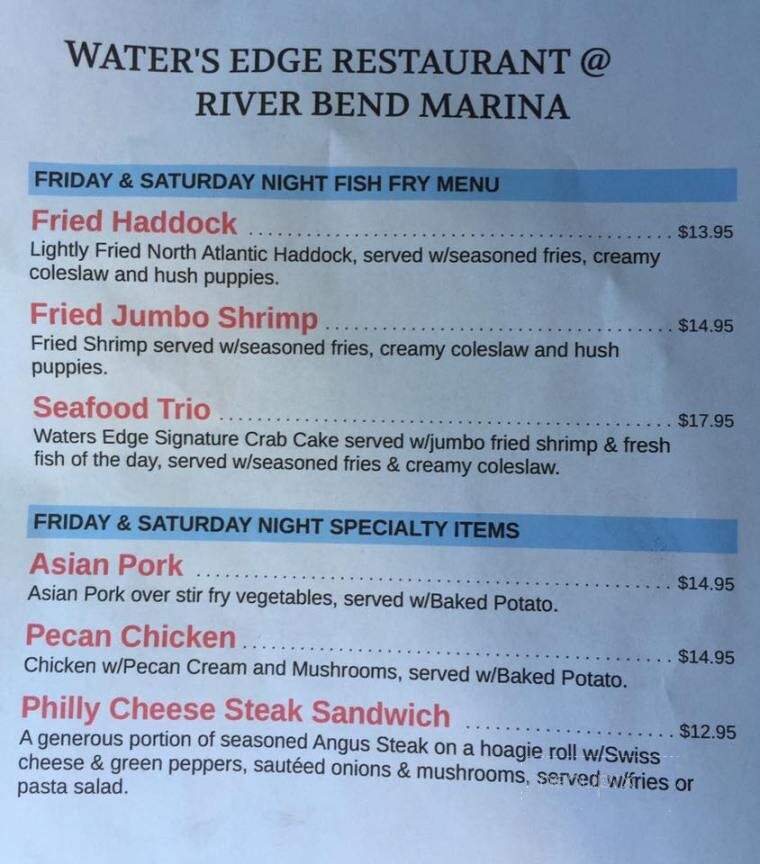 Riverbend Marina & Cafe - New Bern, NC menu_pic