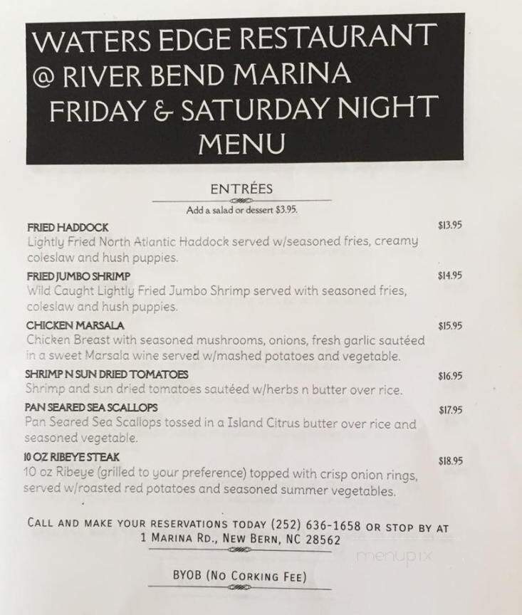 Riverbend Marina & Cafe - New Bern, NC menu_pic