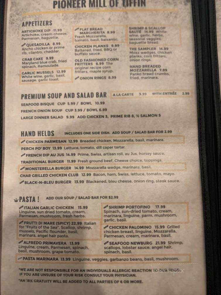 Pioneer Mill Of Tiffin - Tiffin, OH menu_pic