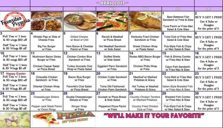 Favorites Pizzeria - Lewiston, NY menu_pic