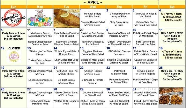 Favorites Pizzeria - Lewiston, NY menu_pic