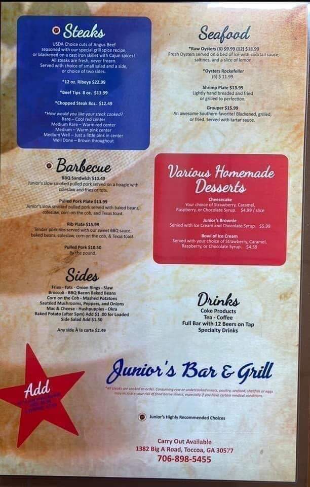 Junior's Bar & Grill - Toccoa, GA