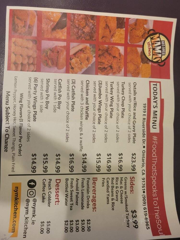 Not Your Mamas Kitchen - Ontario, CA menu_pic