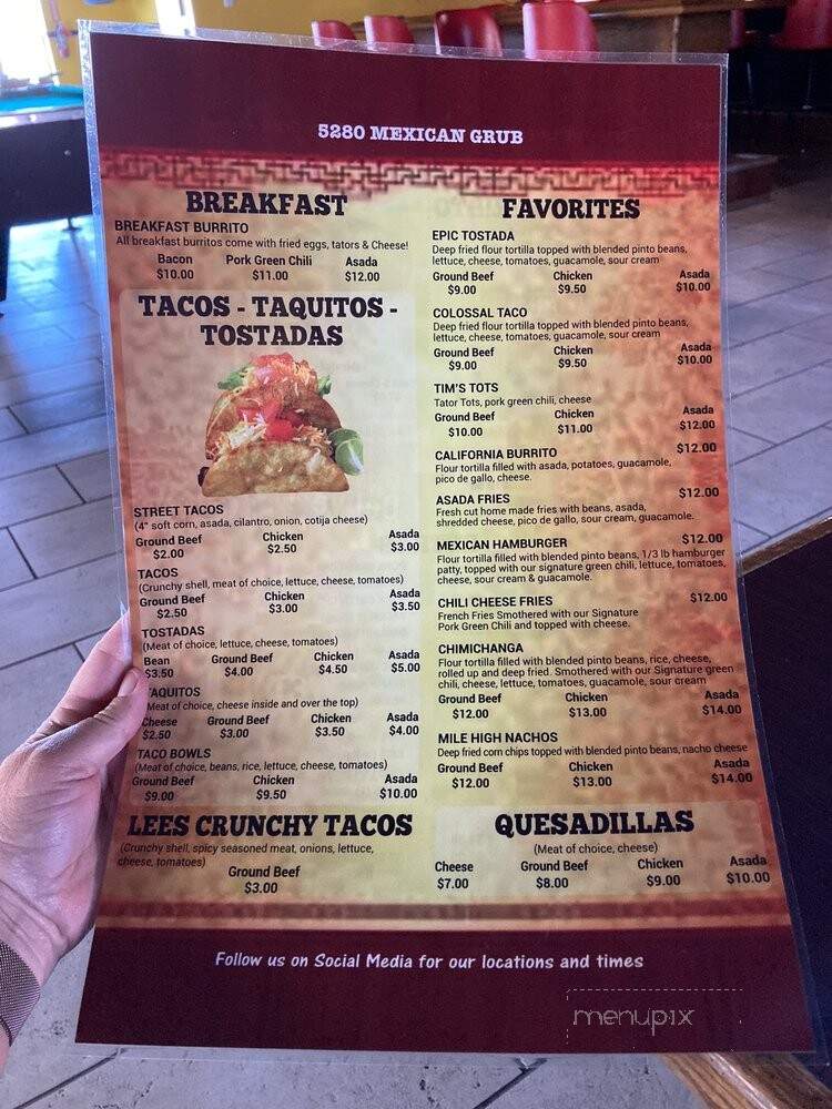 5280 Mexican Grub & Pub - Pahrump, NV menu_pic