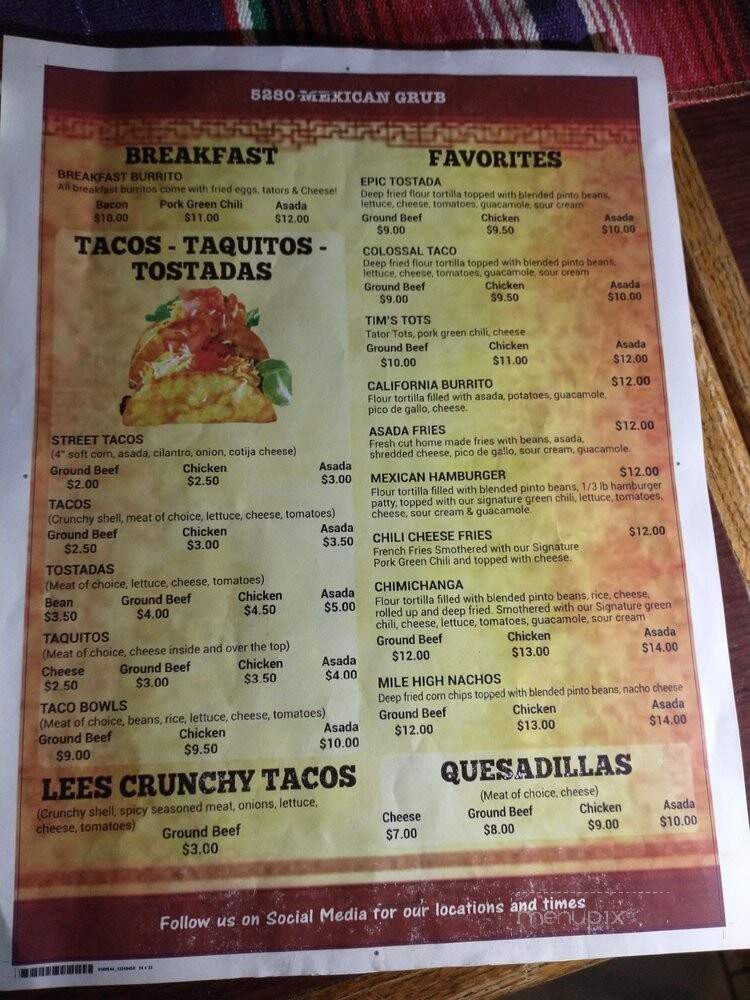 5280 Mexican Grub & Pub - Pahrump, NV menu_pic
