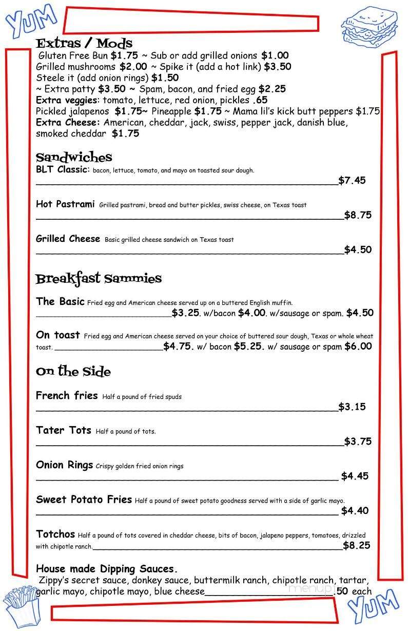 Zippy's Burgers - Seattle, WA menu_pic