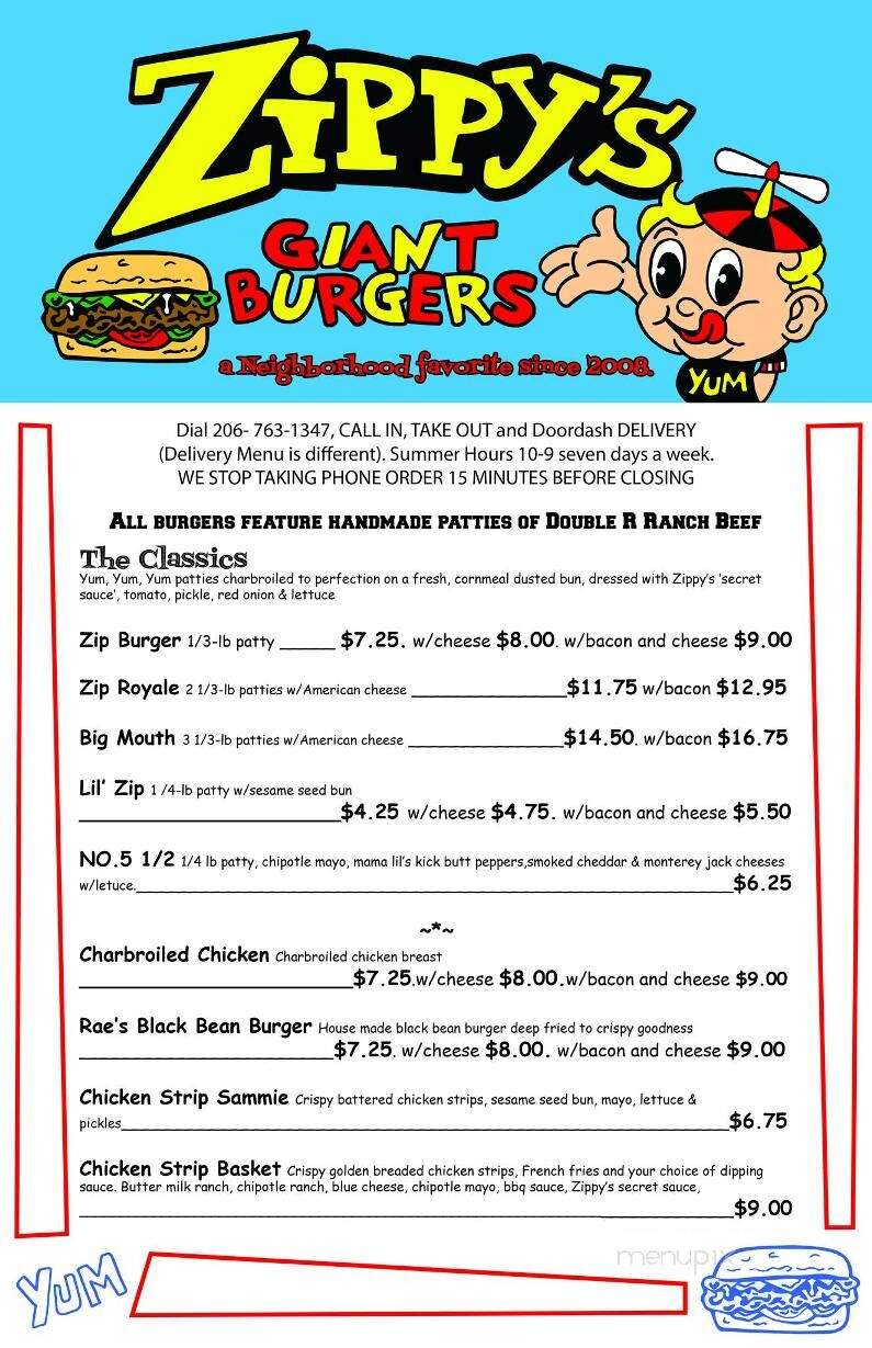 Zippy's Burgers - Seattle, WA menu_pic