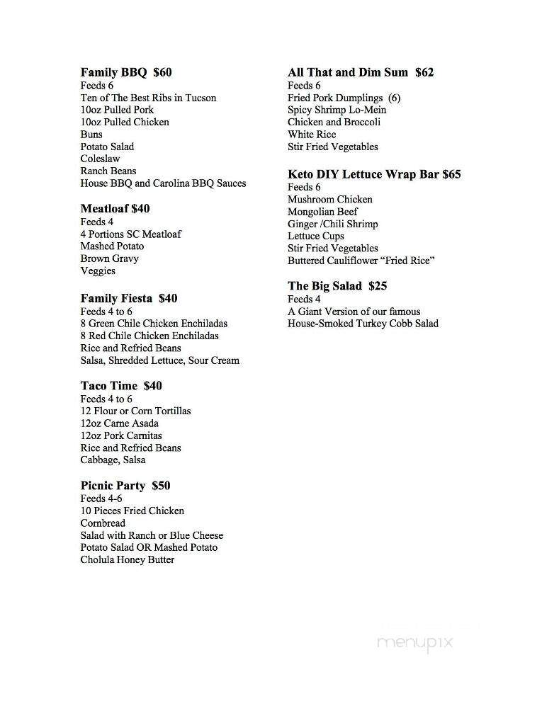 Saguaro Corners Restaurant - Tucson, AZ menu_pic