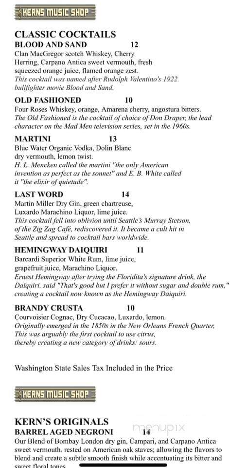 Kerns Music Shop - Seattle, WA menu_pic