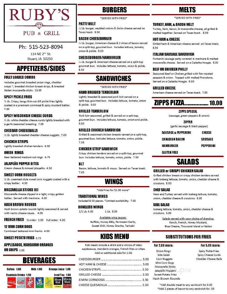 Ruby's Pub & Grill - Stuart, IA menu_pic