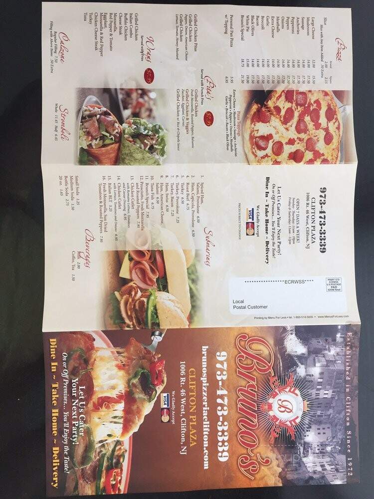 Bruno's Pizza & Restaurant - Clifton, NJ menu_pic