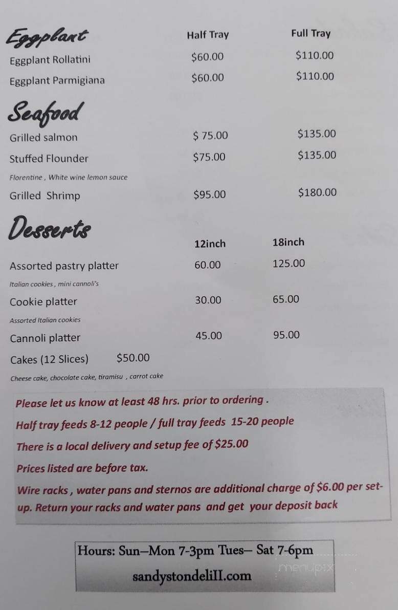 Sandyston Deli & Bagel - Sandyston, NJ menu_pic