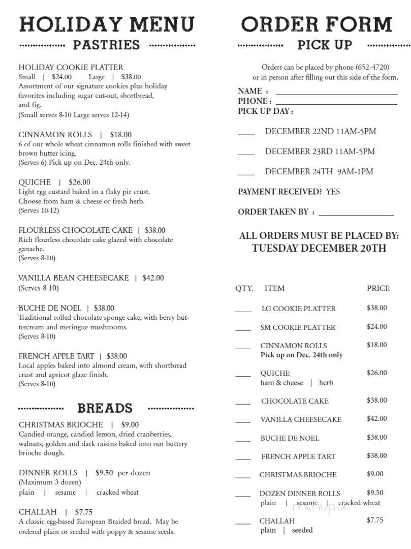 Elm Street Bakery and Cafe - East Aurora, NY menu_pic