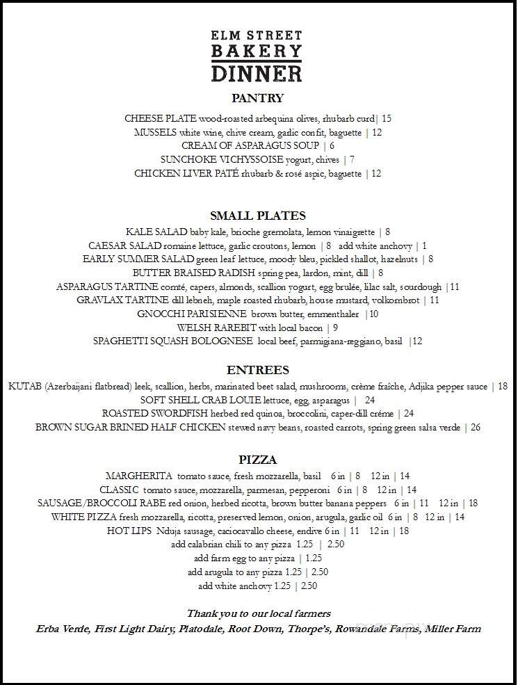 Elm Street Bakery and Cafe - East Aurora, NY menu_pic