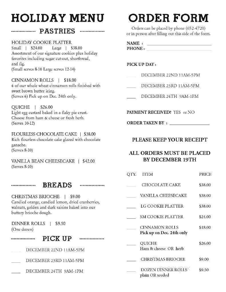 Elm Street Bakery and Cafe - East Aurora, NY menu_pic