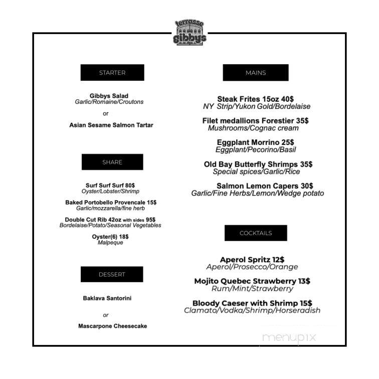 Gibby's Restaurant - Montreal, QC menu_pic