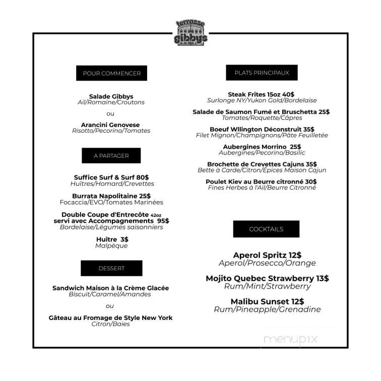 Gibby's Restaurant - Montreal, QC menu_pic