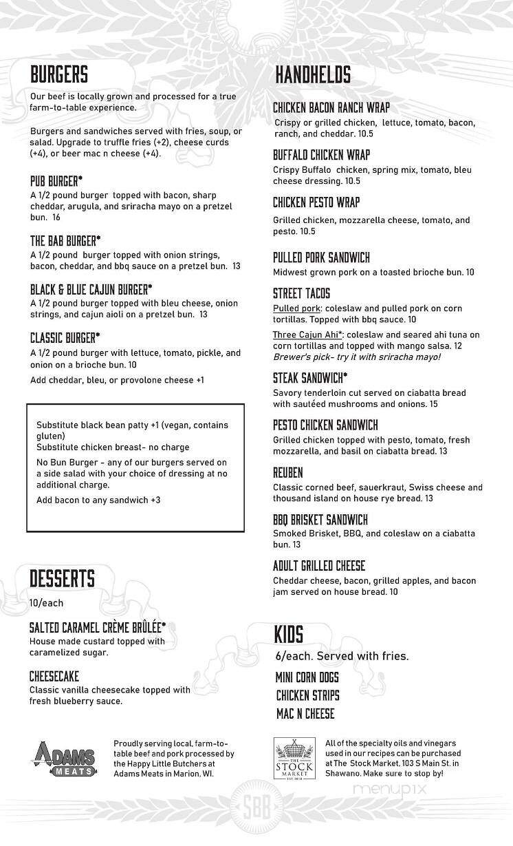 Stubborn Brothers Brewery - Shawano, WI menu_pic