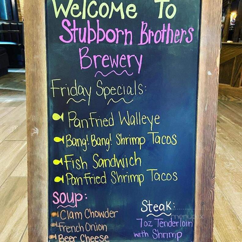 Stubborn Brothers Brewery - Shawano, WI menu_pic