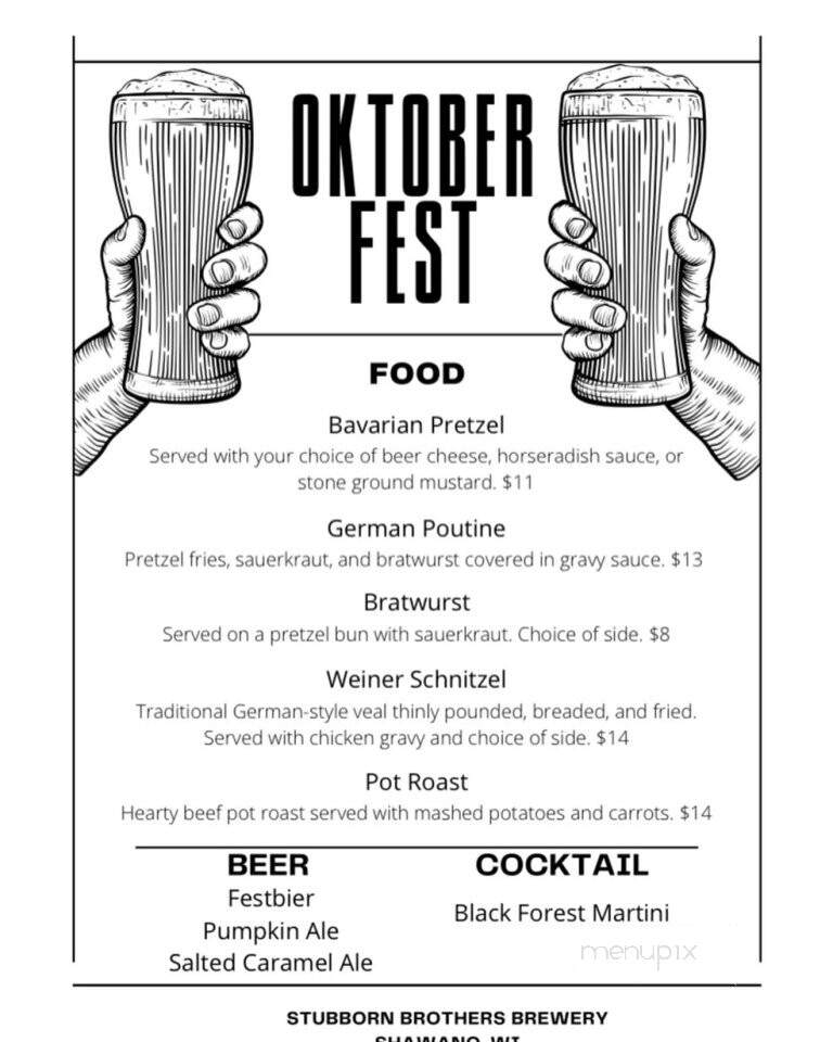 Stubborn Brothers Brewery - Shawano, WI menu_pic