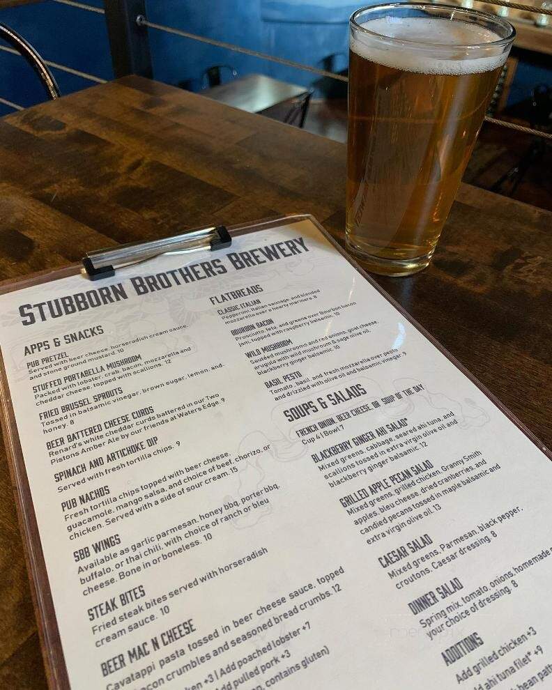 Stubborn Brothers Brewery - Shawano, WI menu_pic