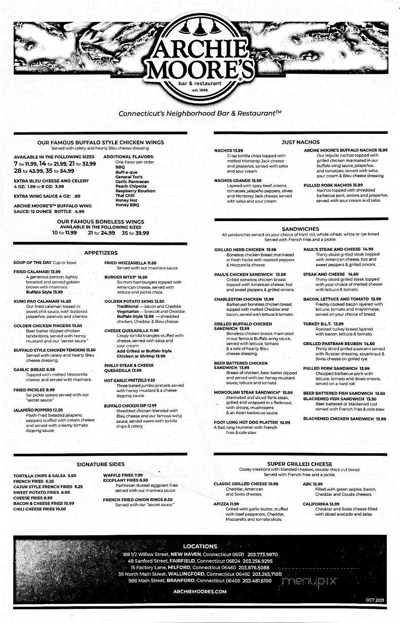 Archie Moore's - Branford, CT menu_pic