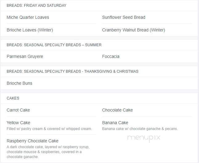 Victorian Bakery - Kalamazoo, MI menu_pic