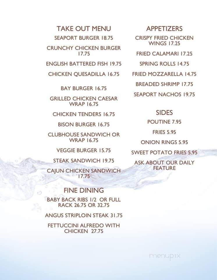 Seaport Hotel - Churchill, MB menu_pic