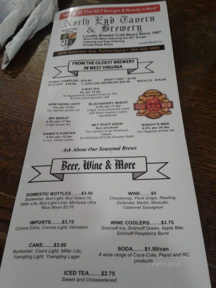 North End Tavern - Parkersburg, WV menu_pic