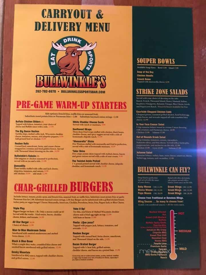 Bullwinkle's Sports Bar - Brookfield, WI menu_pic