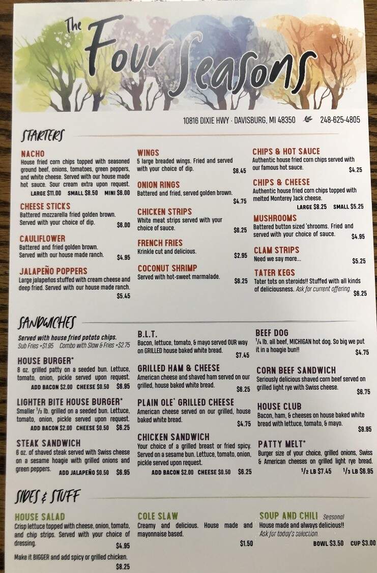 Four Seasons Inn - Davisburg, MI menu_pic