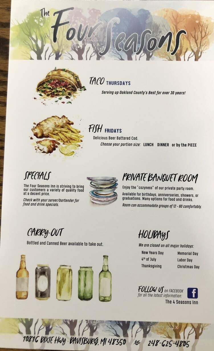 Four Seasons Inn - Davisburg, MI menu_pic