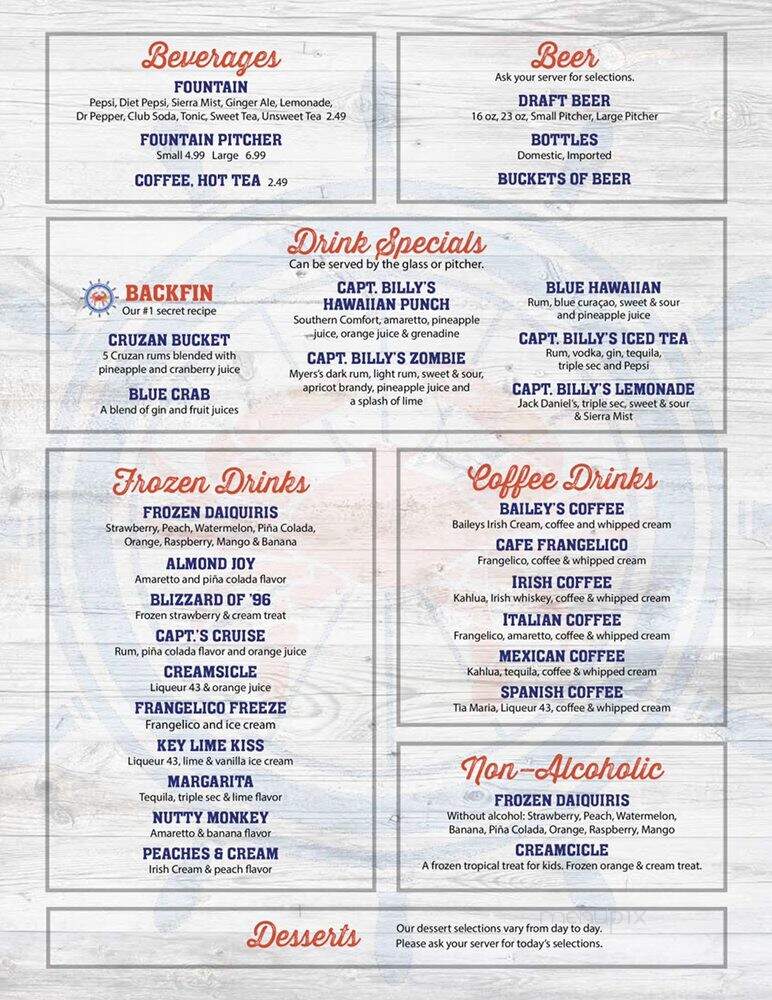 Captain Billy's Crab House - Newburg, MD menu_pic
