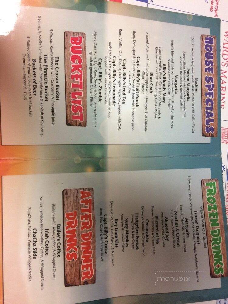 Captain Billy's Crab House - Newburg, MD menu_pic