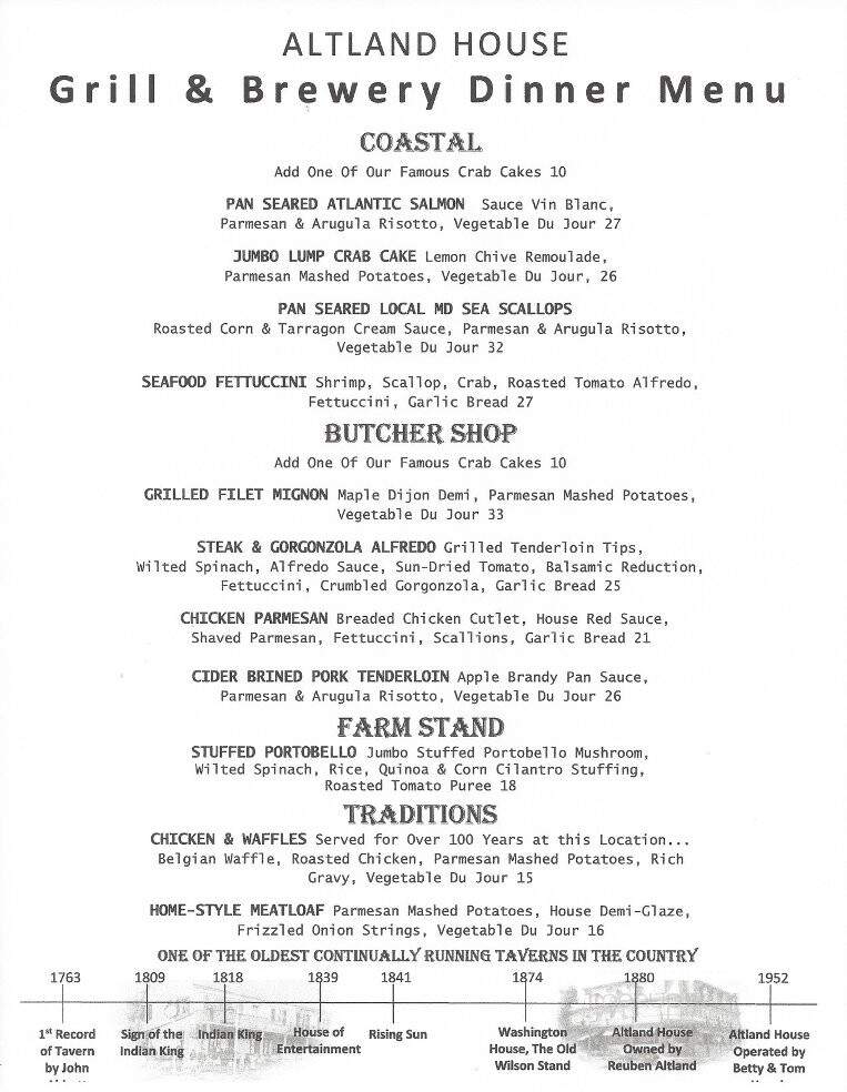 Altland House Grill & Pub - Abbottstown, PA menu_pic