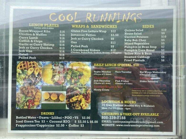 Cool Runnings Food Truck - Kailua-Kona, HI menu_pic