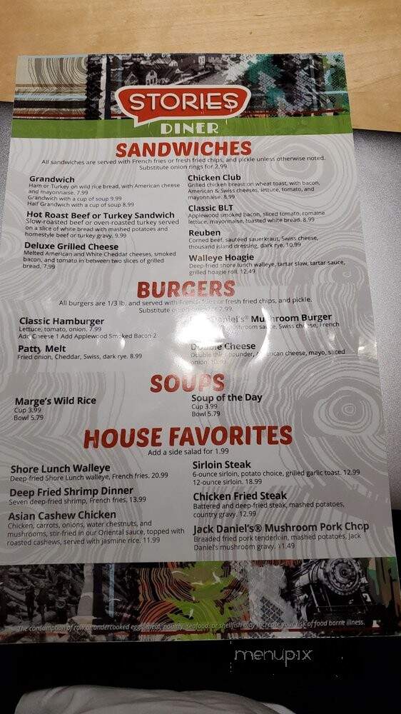 Stories Diner - Hinckley, MN menu_pic