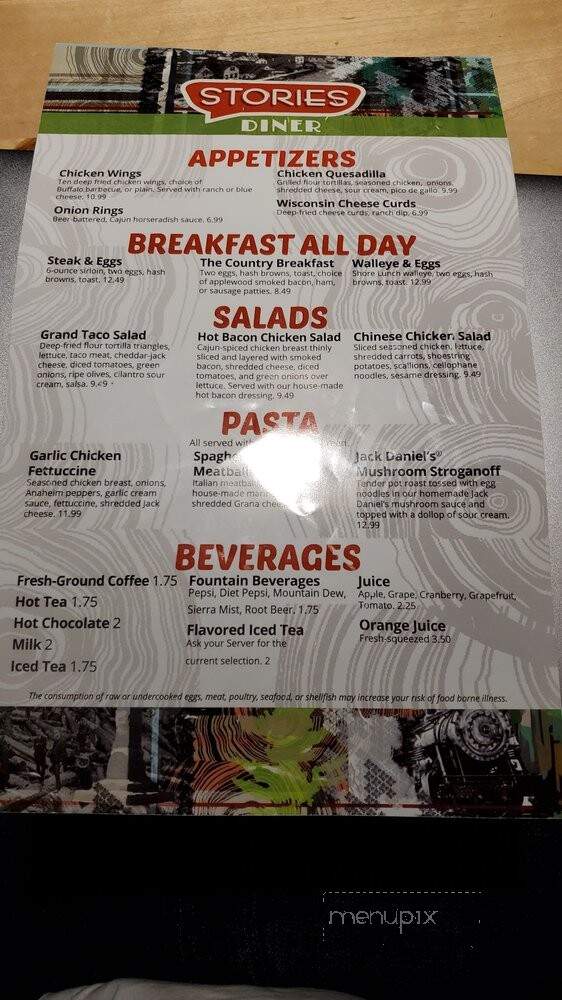 Stories Diner - Hinckley, MN menu_pic