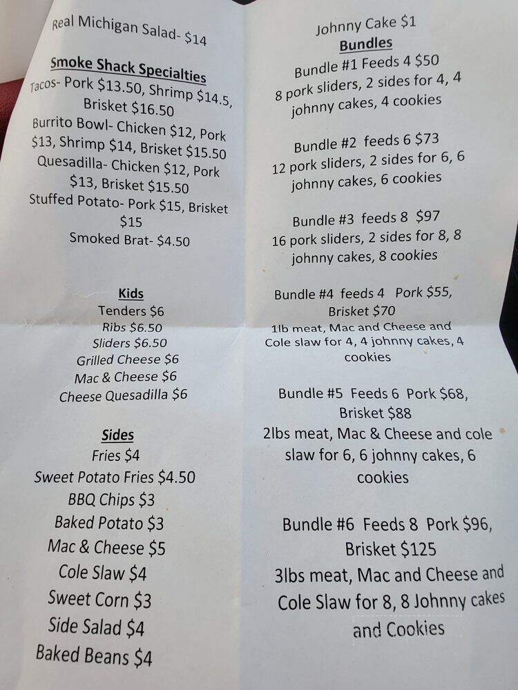 Johnny V's Smoke Shack - Perry, MI menu_pic