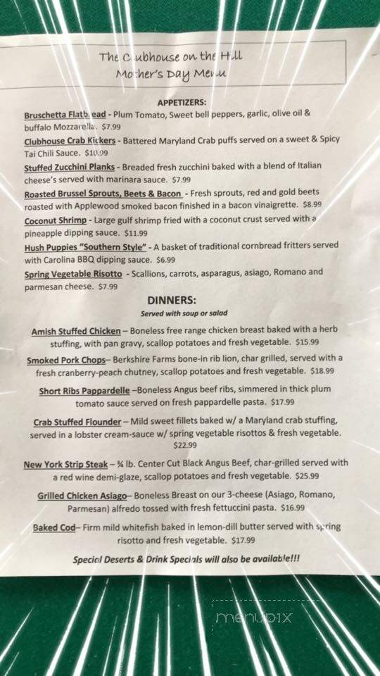 The Clubhouse On the Hill - Freeport, PA menu_pic