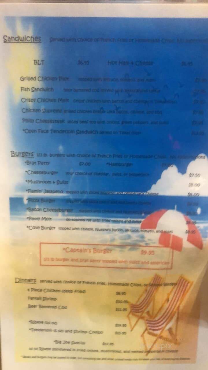 Captain's Cove Resort - Gresham, WI menu_pic
