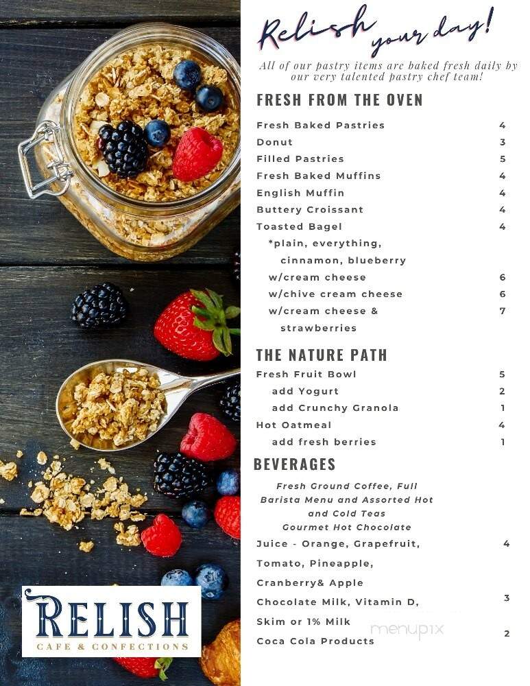 Relish Cafe and Confections - Elkhart, IN menu_pic