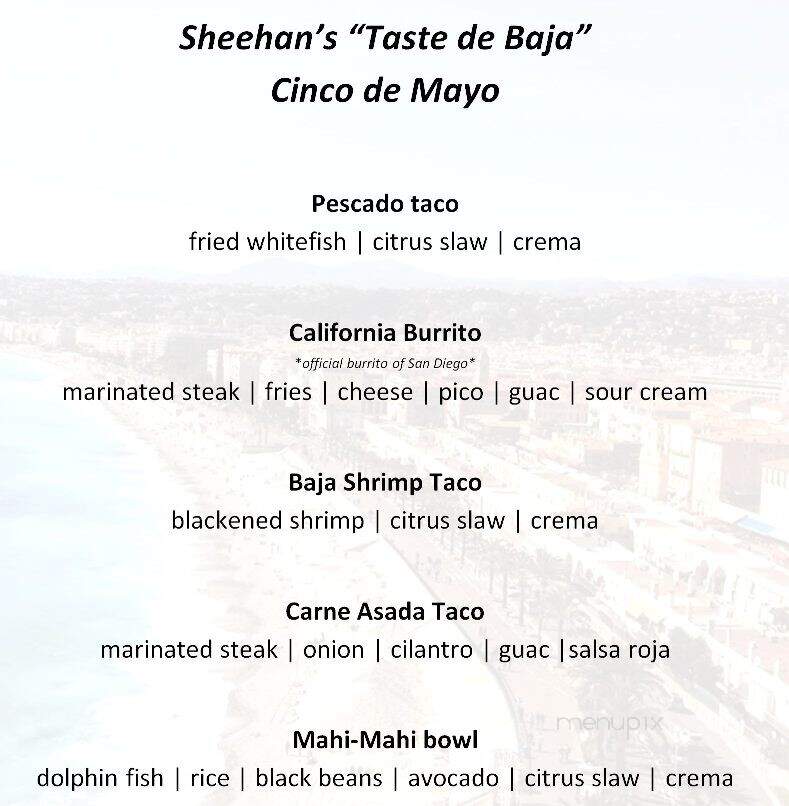 Sheehan's Irish Pub - Augusta, GA menu_pic