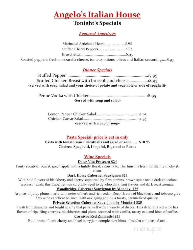 Angelo's Italian House - Hazleton, PA menu_pic
