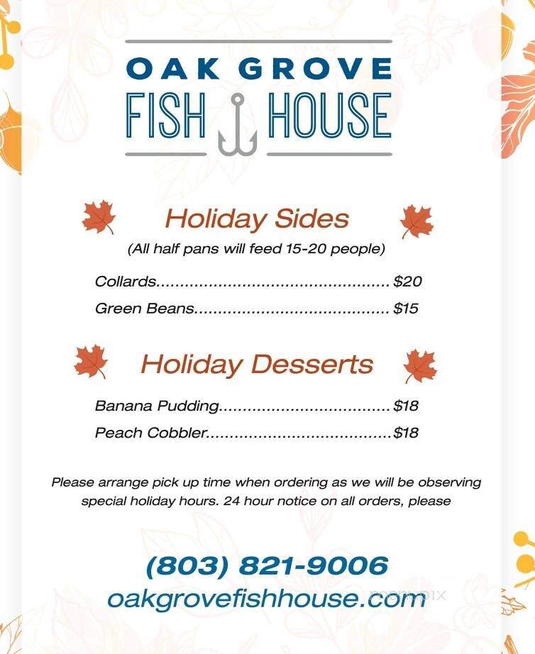 Oak Grove Fish House - Lexington, SC menu_pic