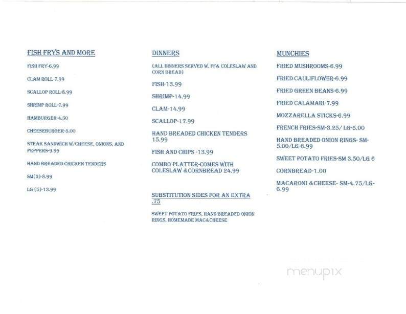 Off the Hook Fish Fry - Schenectady, NY menu_pic