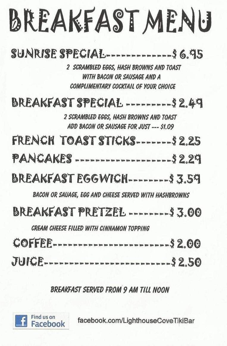 Lighthouse Cove Tiki Bar - Pompano Beach, FL menu_pic