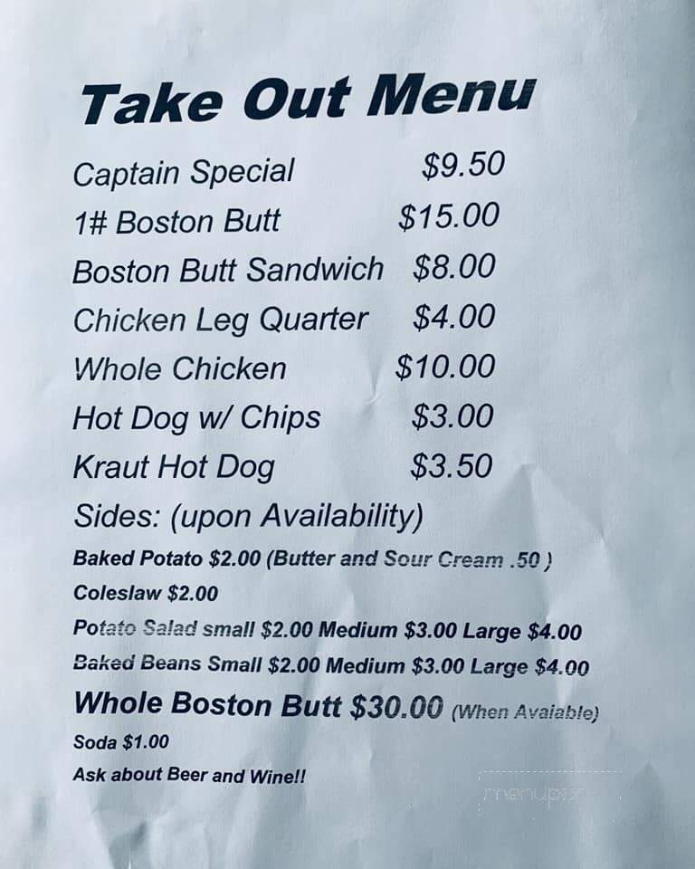 Captain Stan's Smokehouse - Woodbine, GA menu_pic